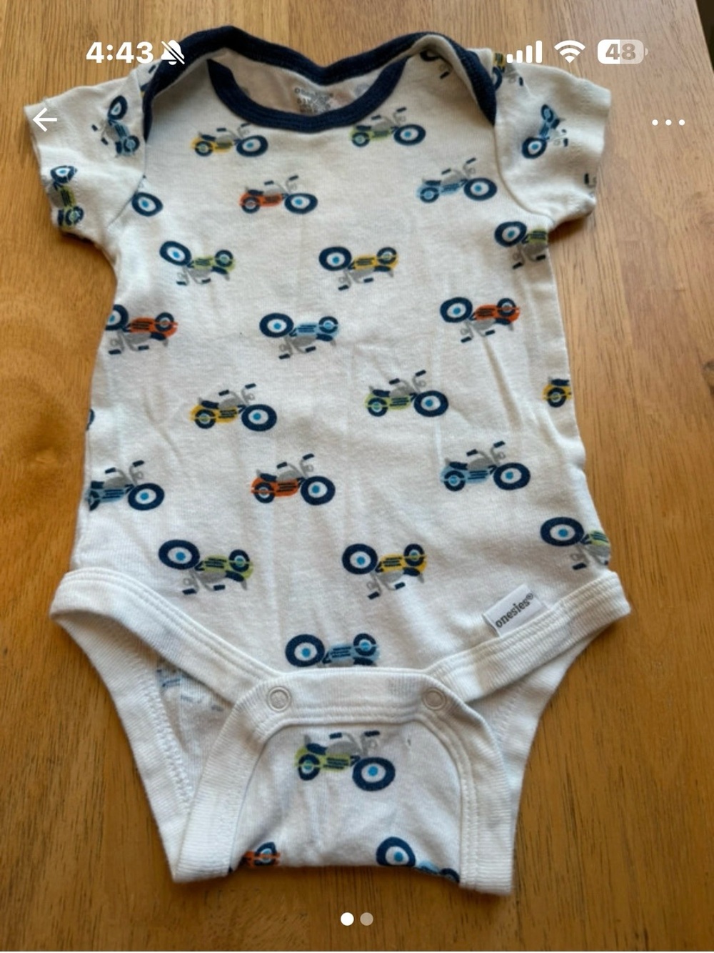 Onesies White Motorcycle Print Baby One-Piece Bodysuit 0-3